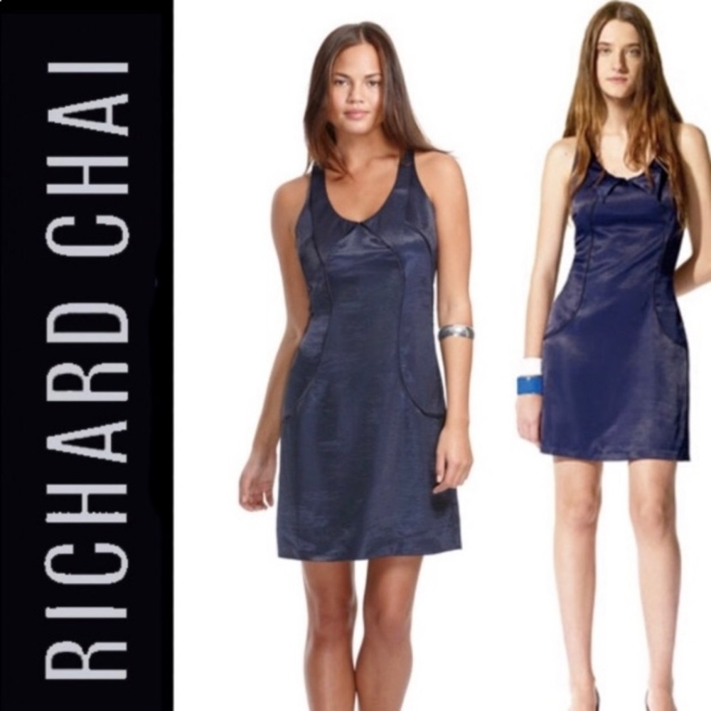 Richard Chai for Target Navy Racerback Satin Look Tuxedo Dress Size 11